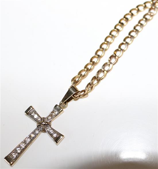 9ct gold necklace & cross